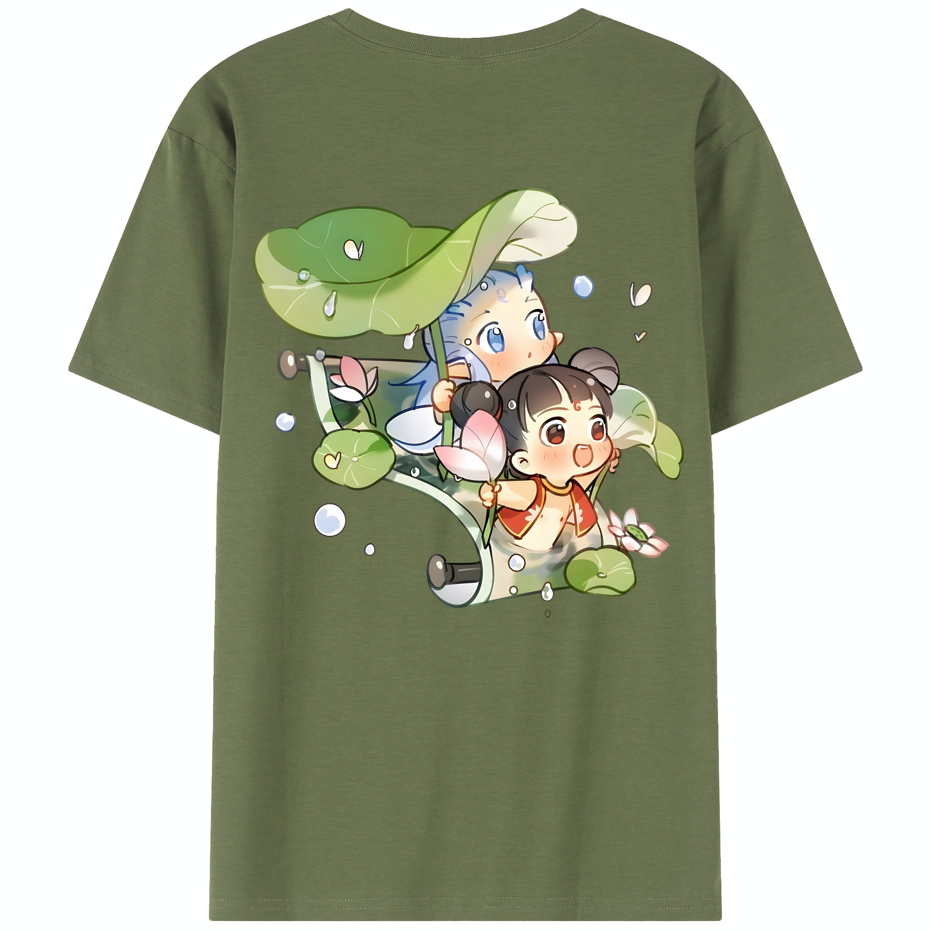 （画像用） Ne Zha 2 ナタ 魔童の大暴れ 綿100％半袖Tシャツ（背面プリント）